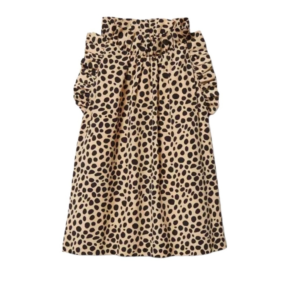 Janie & Jack 2T Leopard Animal Print Sleeveless Blouse Top Ruffle Neck Lined
